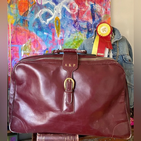 RARE GUCCI Extra Large Vintage LEATHER Suitcase Oxblood Luggage Case Tote Bag GG - Picture 11 of 11